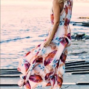 NWT White/Multicolor Tropical Maxi Dress, Szs. S & M avail